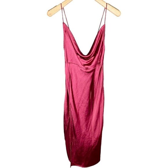 Lioness | Walk The Line Magenta Satin Cowl Neck Maxi Dress Size M | NWT - Picture 3 of 12